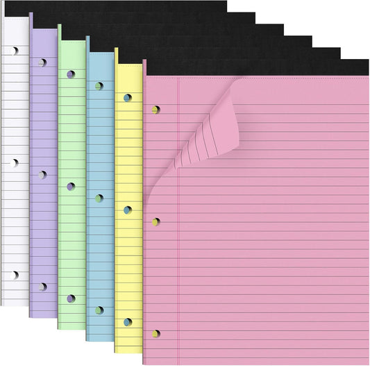 HAUTOCO 6 Pack 8.5 x 11 Legal Pads Colored Wide Ruled Notepads Perforated Writing Pads, 30 Sheets Per Notepad, 3-Hole Punched Paper, Writing Note Pads for School, Home, Office, Business