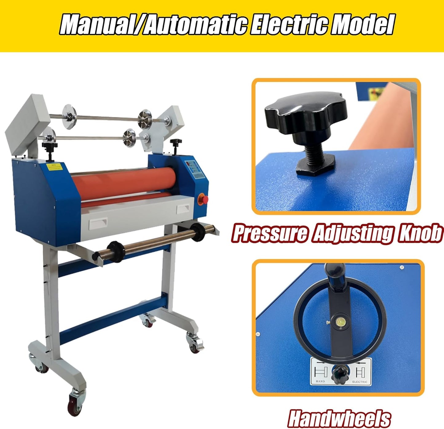 TECHTONGDA 25 Inch Cold Laminator Semi Auto Cold Roll Laminating Machine Automatic Manual Laminator with Max. Laminating Thickness 1 Inch for Vinyl Photo Film 110V