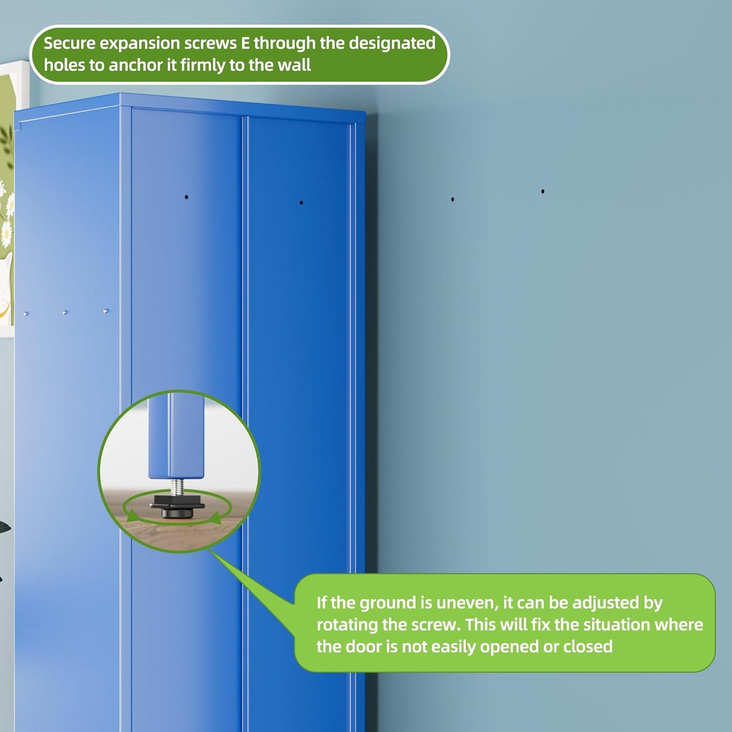 Locking Metal Locker with Hanging Rod,1 Door Metal Storage Locker for Gym,Basketball Gym,Gymnasiums,Utility Room,Assembly Required,Blue