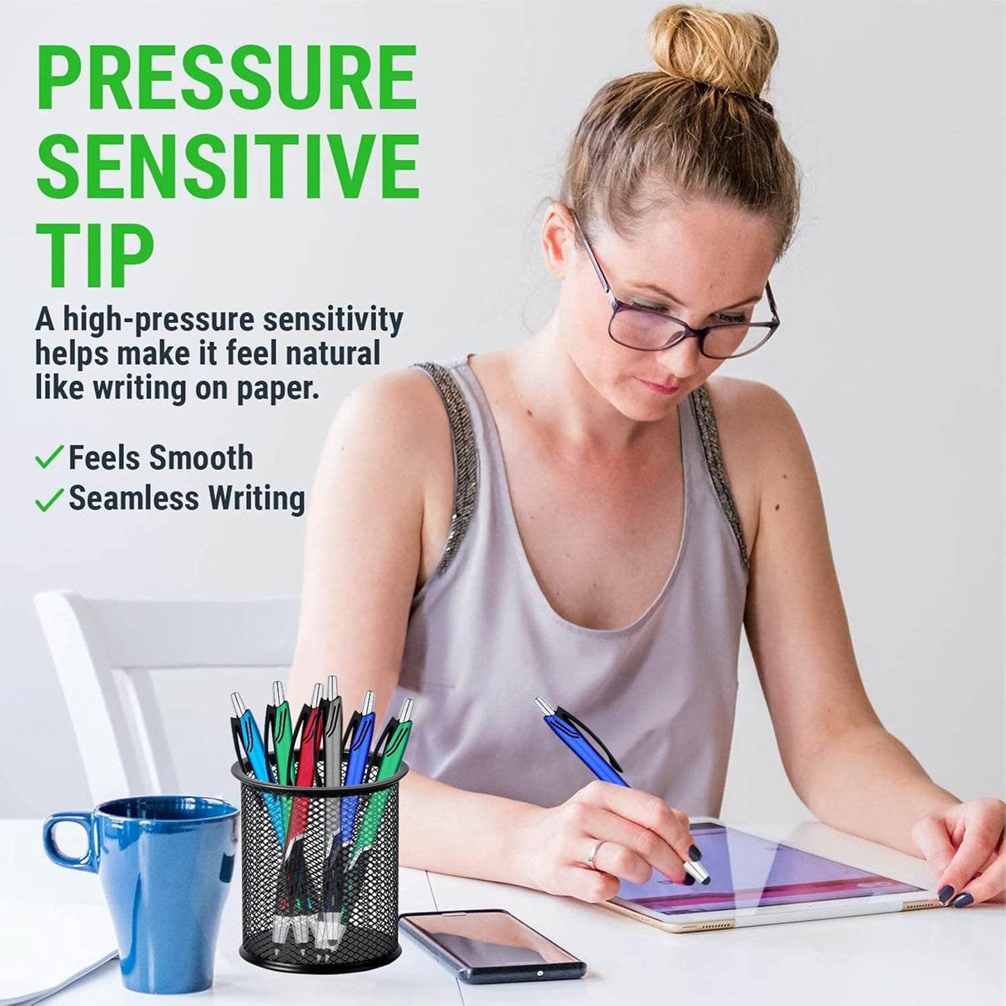 Stylus Pens - 2 in 1 Touch Screen & Writing Pen, Sensitive Stylus Tip - for Your iPad, iPhone, Kindle, Nook, Samsung Galaxy & More - Assorted Colors, 5 Pack