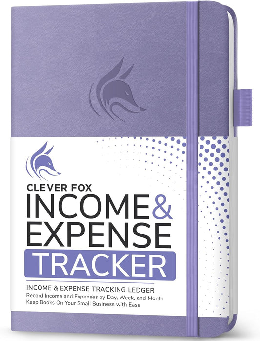 Clever Fox Income & Expense Tracker – Accounting & Bookkeeping Ledger Book for Small Business – 1-Year Record Notebook, A5 (Lavender)