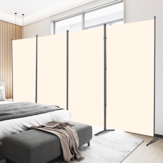 Room Divider 6FT Folding Privacy Screens, Partition Room Dividers w/Freestanding Design, Portable Wall Divider for Room Separtation, Fabric Screen Panel for Home Office Dorm (Beige, 4 Panel)