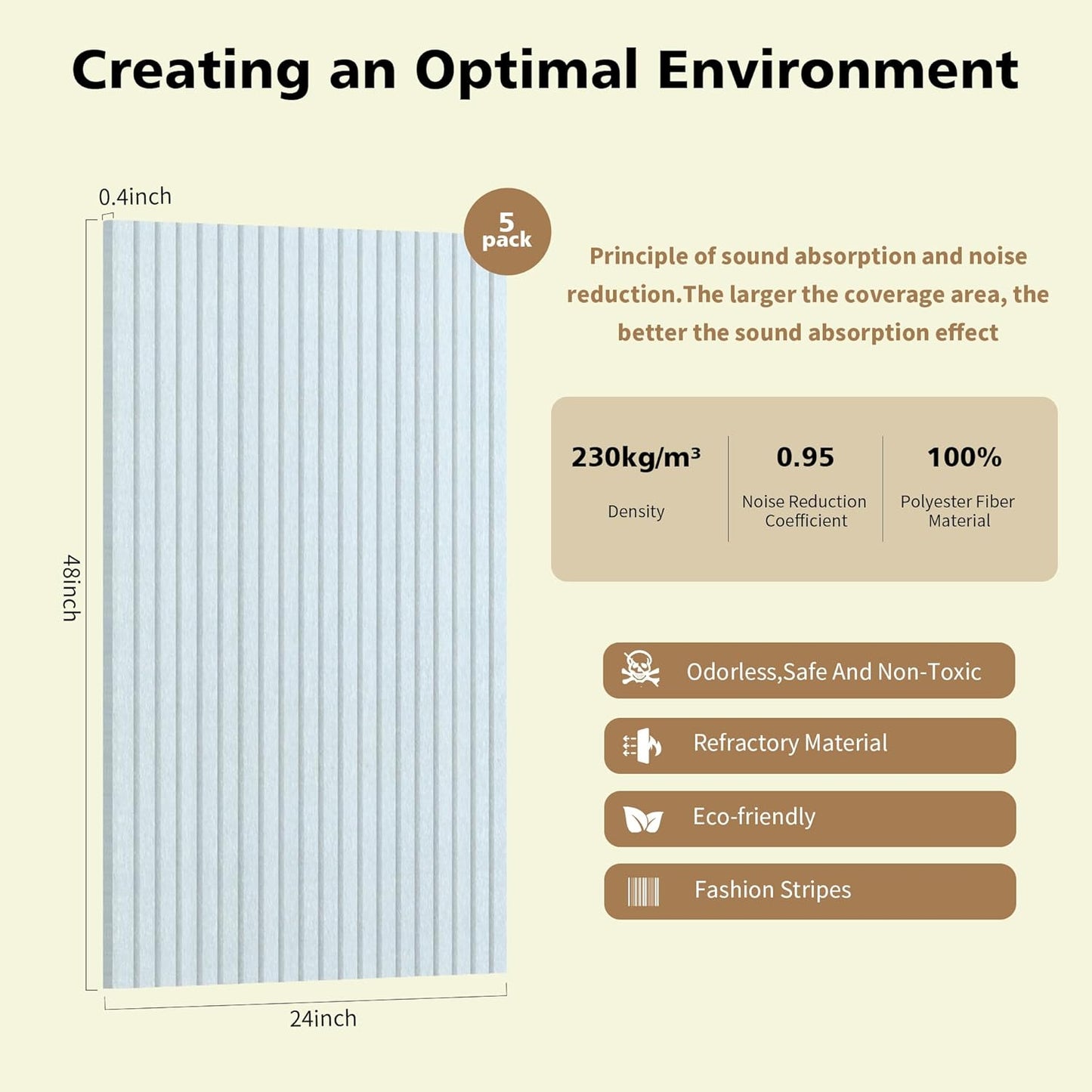 Acoustic Panels,5 Pack Sound Panels Noise Reducing for Walls,48"x24"x0.4" Soundproof Wall Panels,High-Density Acoustic Wall Panels,Decorative Wall Sound Absorbing Panel,White