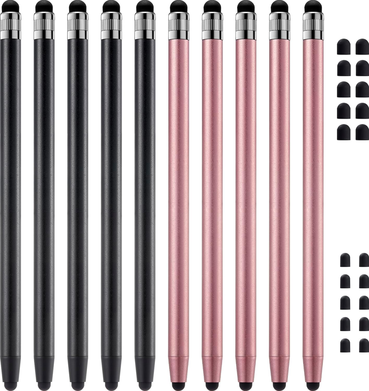 ChaoQ Stylus Pen for Touchscreen, 10pcs High Sensitivity and Precision Stylus Pen for iPad iPhone Android Compatible and All Touch Screens (Black/Rose Gold)