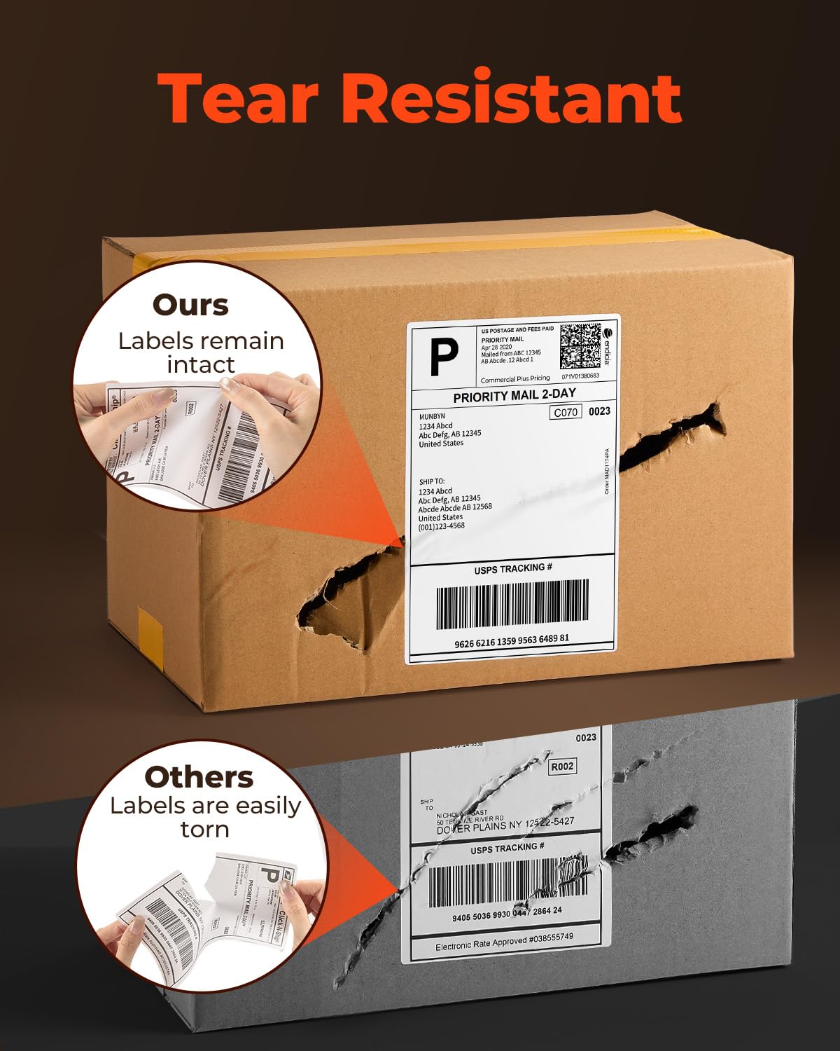 MUNBYN 4"x6" Direct Thermal Shipping Labels, Durable Waterproof, Oil-Proof, Scratch-Proof, Alcohol-Resistant, Tear-Resistant Label Paper for Thermal Printers, Packages, and Logistics, 380 Sheets/Roll