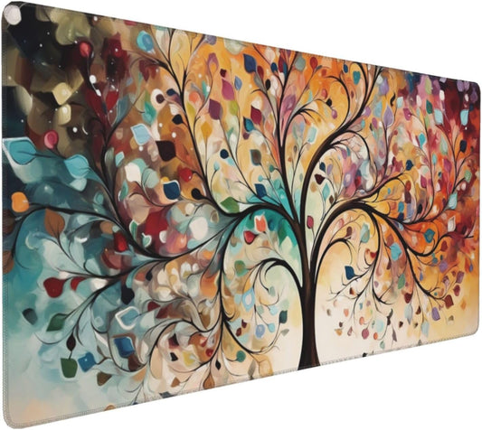 35.4 x 15.7 in, XXL Large Mouse Pad for Desk, Extended Keyboard Mouse Mat for Computer Office, Big Laptop Mouse pad, Gaming Pc-Colorful Leaf Tree