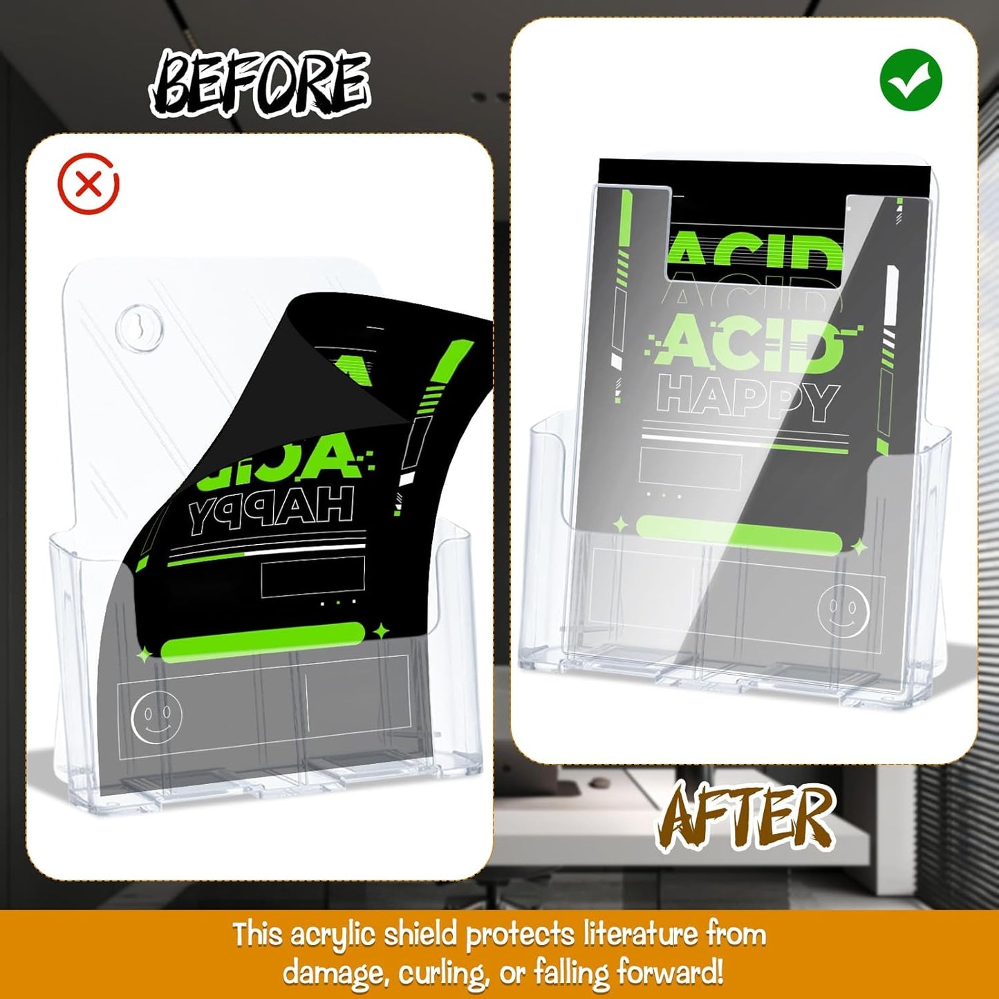 10 Pack 8'' x 10'' Acrylic Literature Shield for 8.5'' x 11'' Brochure and Magazine Holders to Keep Papers from Falling Forward Clear Literature Holders Shield for Store Shopping Mall Office