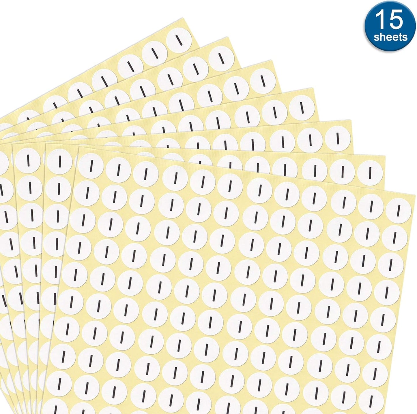 dealzEpic - Alphabet Stickers of The Letter I - Small Round Paper Self-Adhesive Peel and Stick Letter Labels - Set of 15 Sheets