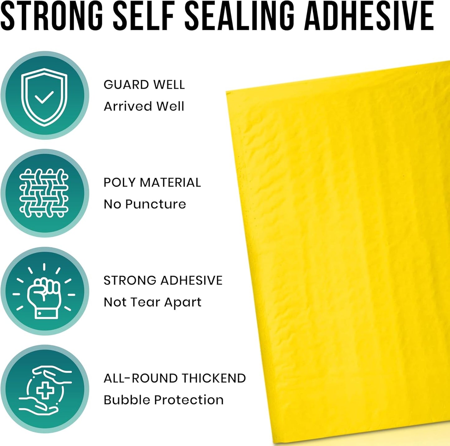 Levex - #0 6" x 10" [5 Pack] Yellow Poly Bubble Mailers, Padded Envelope Mailers, Packing Envelope & Mailing Bags for Shipping