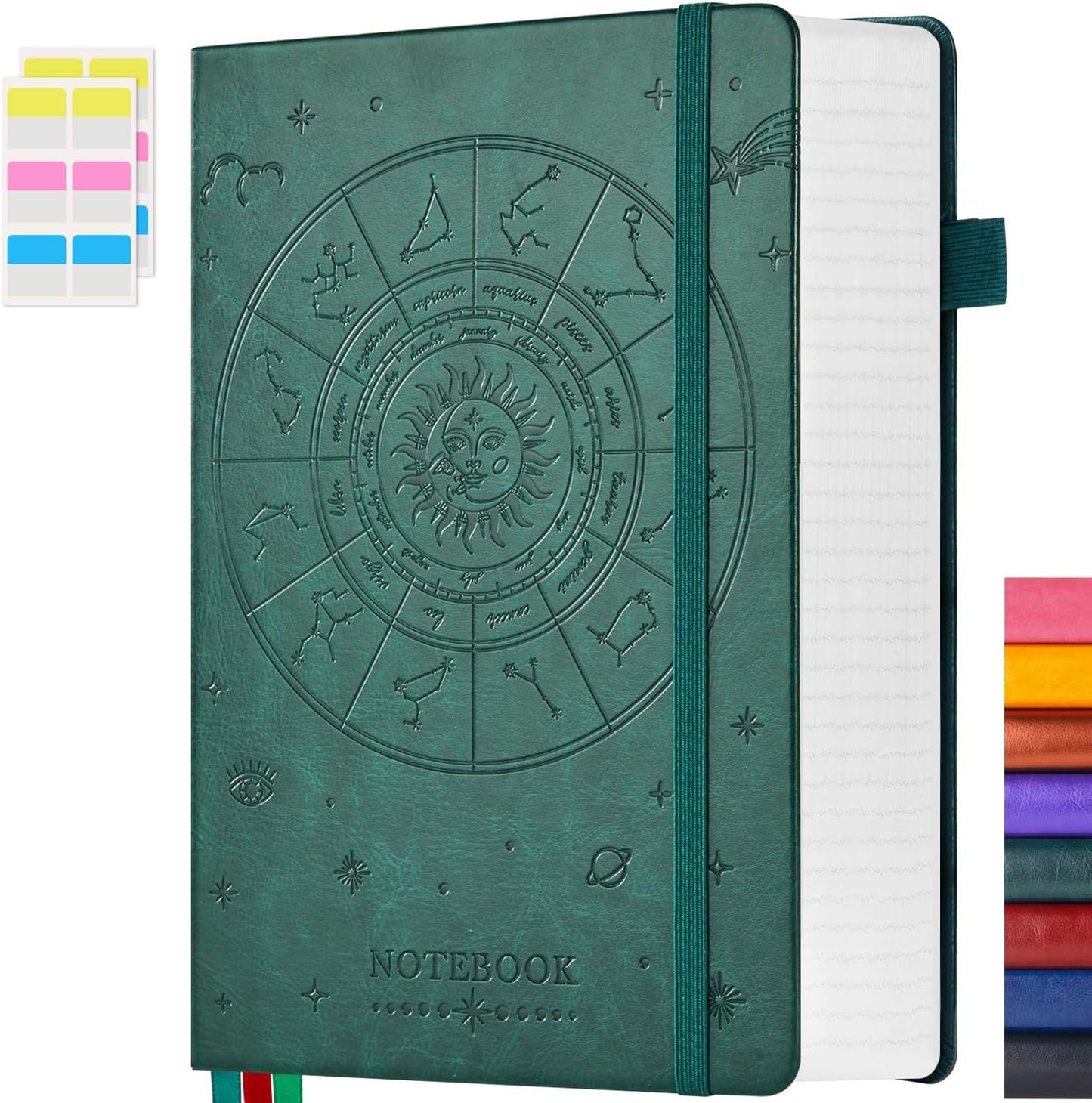Hardcover Notebook Journal, B5 Lined Daily Journal College Ruled Notebook for Women Men, 320 Pages Large Writing Journal Notebook for School Work, Dark Green Leather Notebook, 7.1'' X 10''