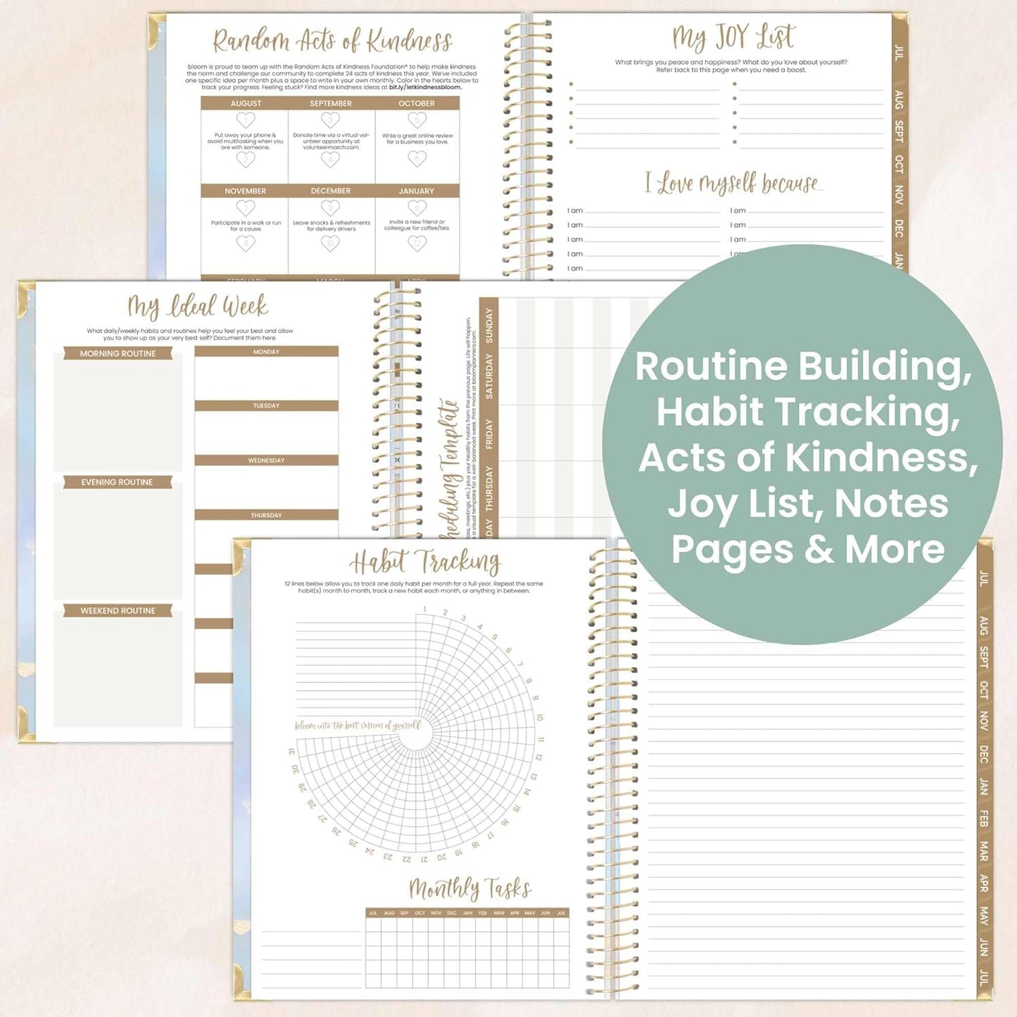 bloom daily planners HARDCOVER 2025-2026 (8.5" x 11") Academic Year Day Planner (July 2025 - July 2026) - Task Goal Organizer - Monthly & Weekly Inspirational Agenda Book - Iridescent Opal