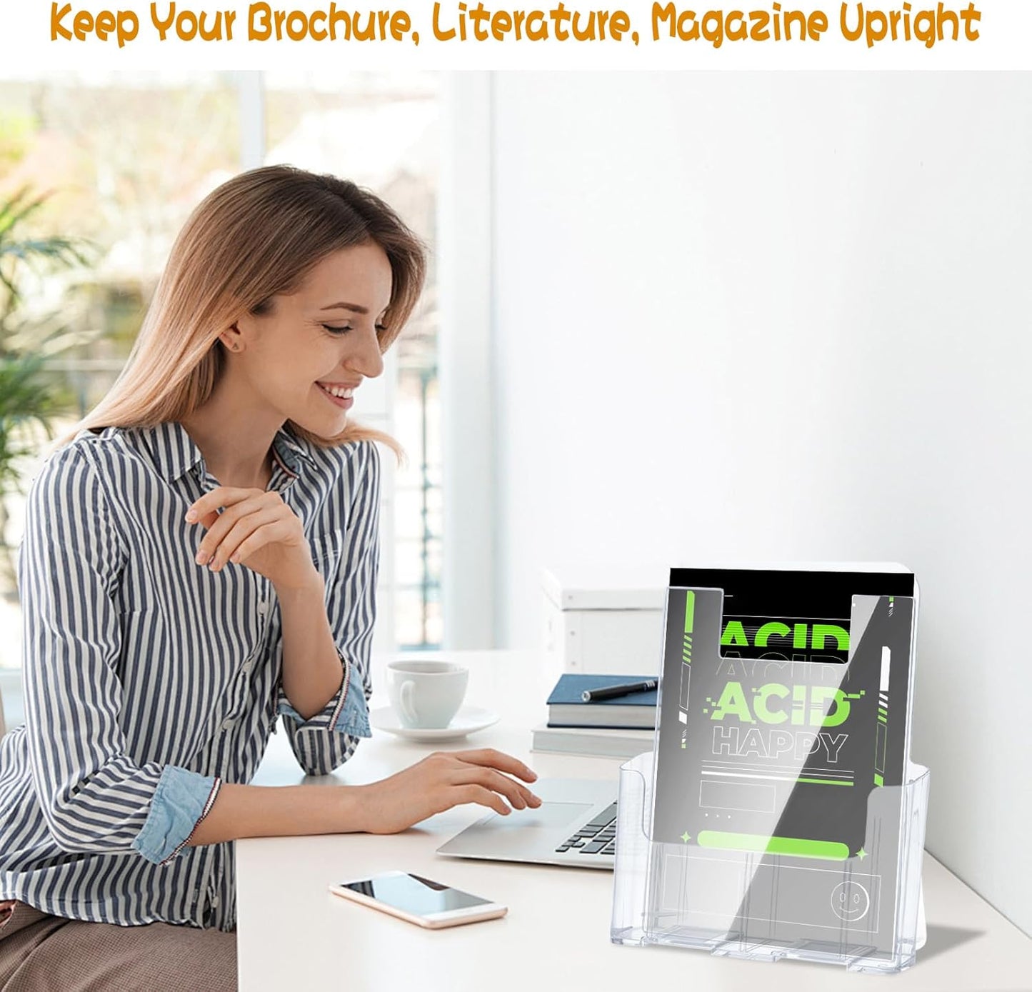 10 Pack 8'' x 10'' Acrylic Literature Shield for 8.5'' x 11'' Brochure and Magazine Holders to Keep Papers from Falling Forward Clear Literature Holders Shield for Store Shopping Mall Office