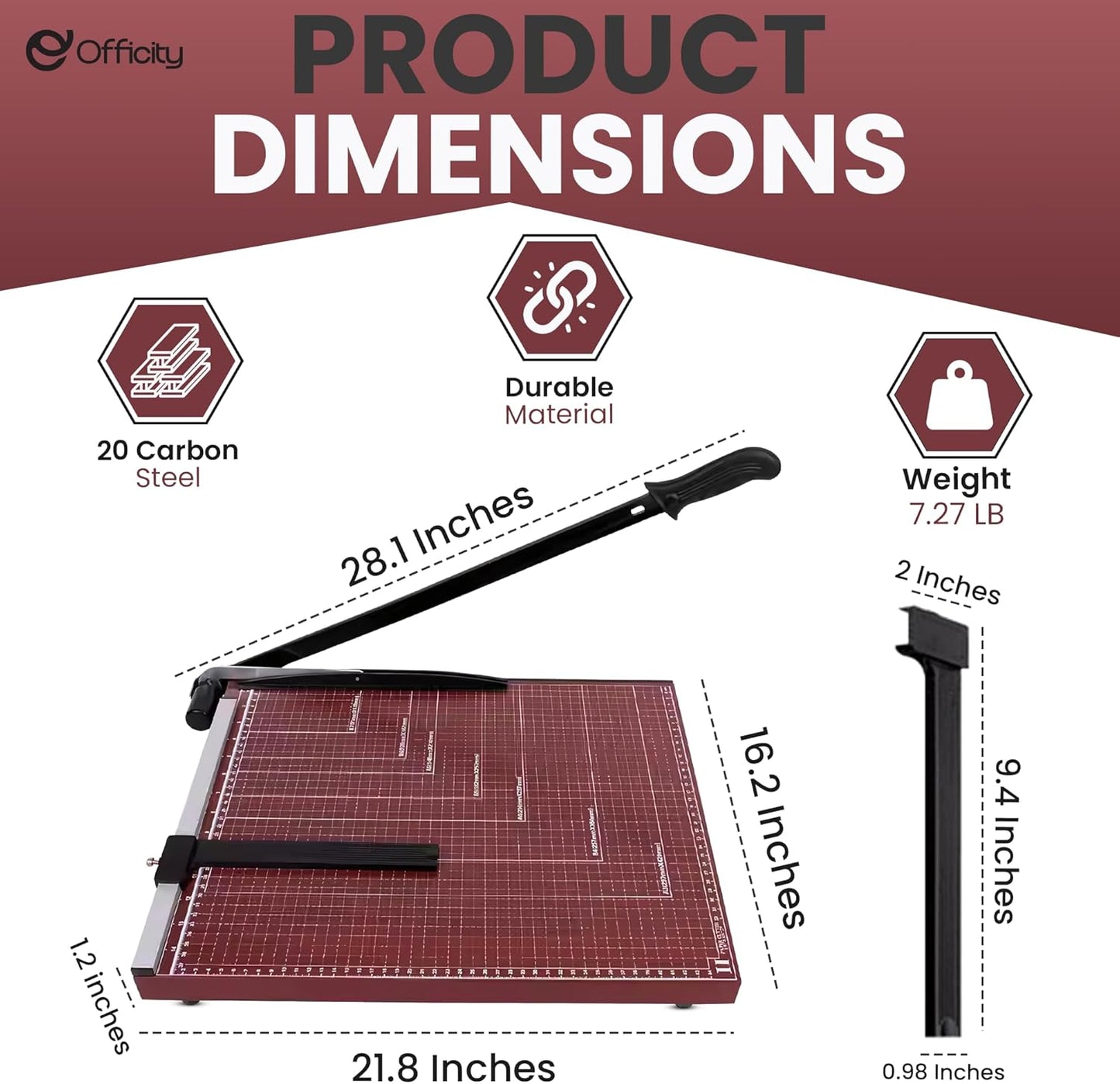 Guillotine Paper Cutter Heavy Duty, 18" Cut Length Paper Trimmer Cuts 12 Sheets, Accurate & Safe Paper Slicer Cutter for Cardstock, Photos, Crafts, Office, Home & Classroom