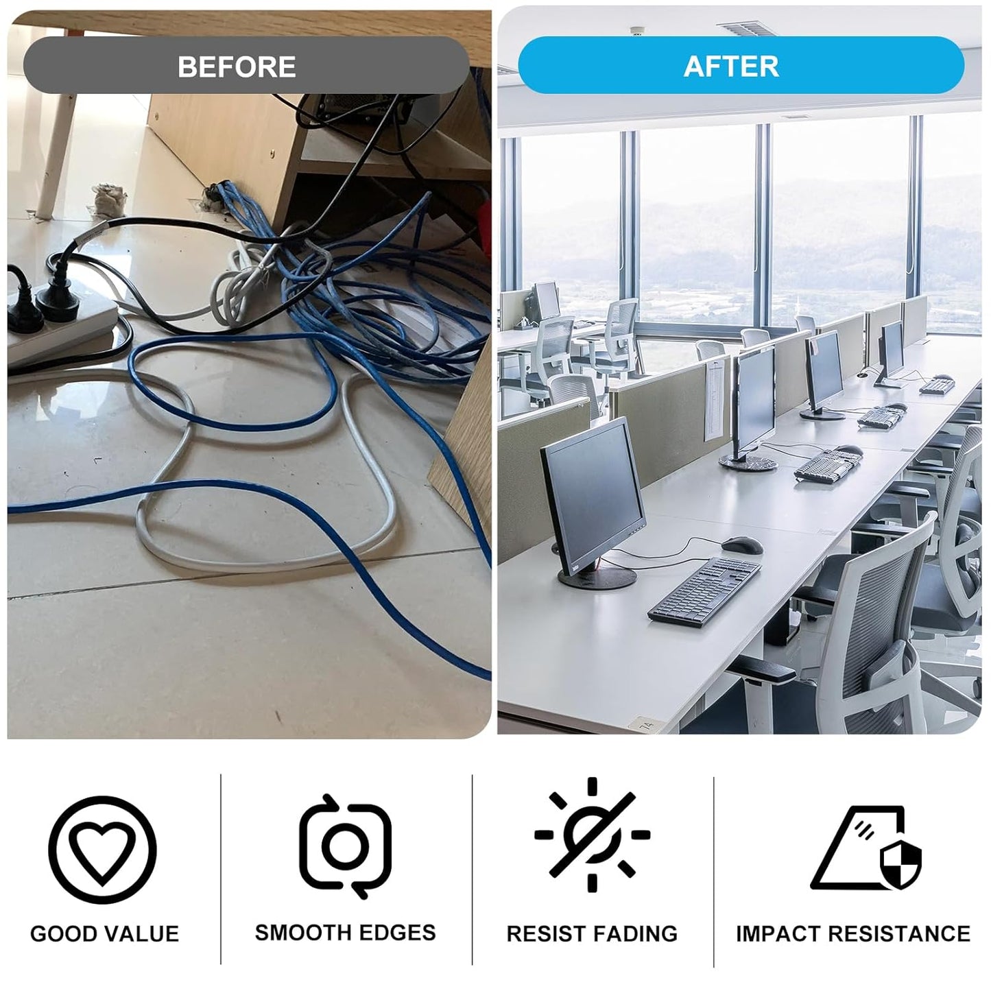 1" Black Desk Grommet, JTemgle Flexible Cable Grommet Cross Rubber Cable Hole Cover Wire Organizer Caps Desktop Cord Management for Home Office TV Stands Tabletops, 20 Pieces