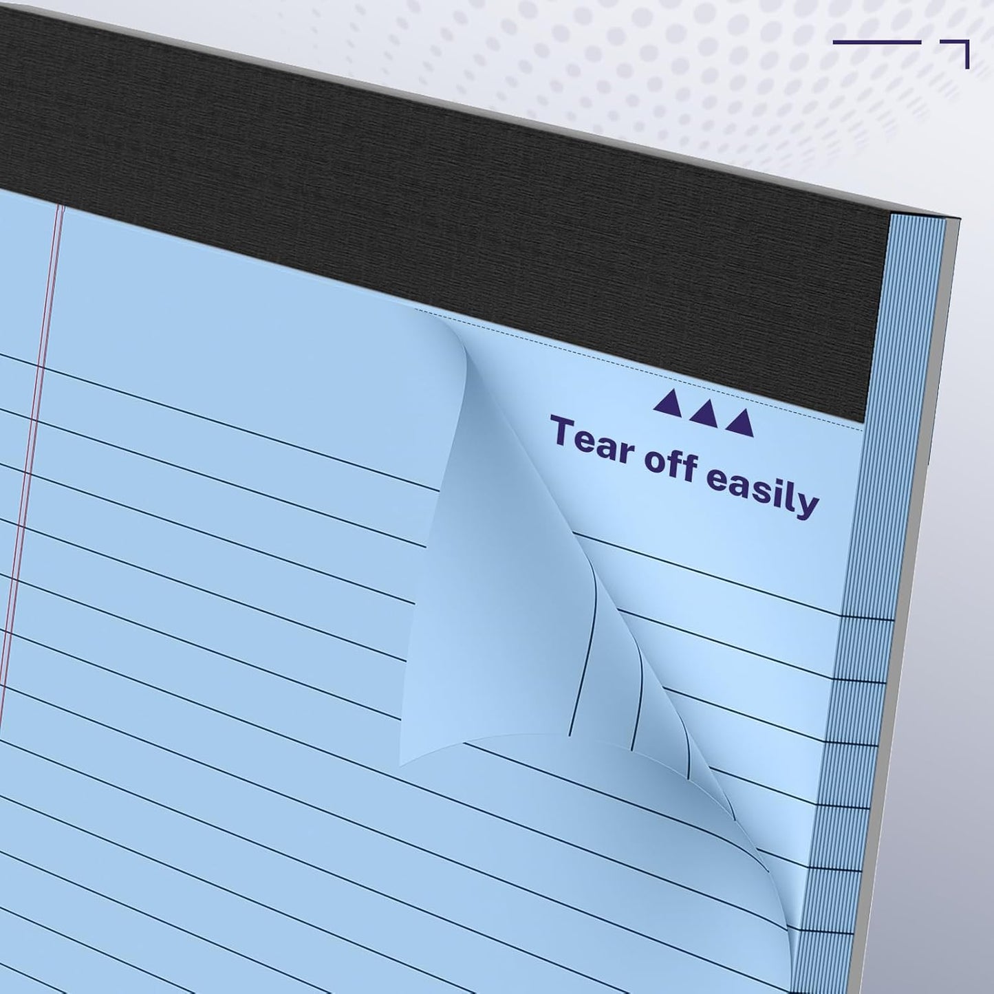 3 Pack Wide Legal Pads 11" x 9.5" (Landscape Format) Blue College Ruled Note Pad Narrow Ruled 30 Sheets per Notepad Perforated Writing Paper with Thick Backboard Horizontal Pads of Paper