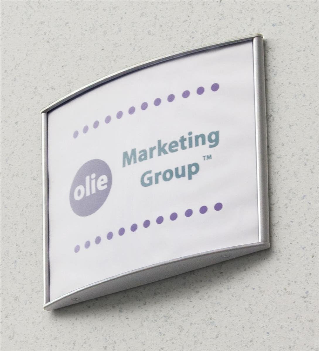 Silver Curved Design Door Sign with Non-Glare Lens for Displaying 6 x 7-1/2-Inch Graphics, 6-1/4 x 8 x 7/8-Inch, Vertical Or Horizontal Display - Sold in Sets of 5