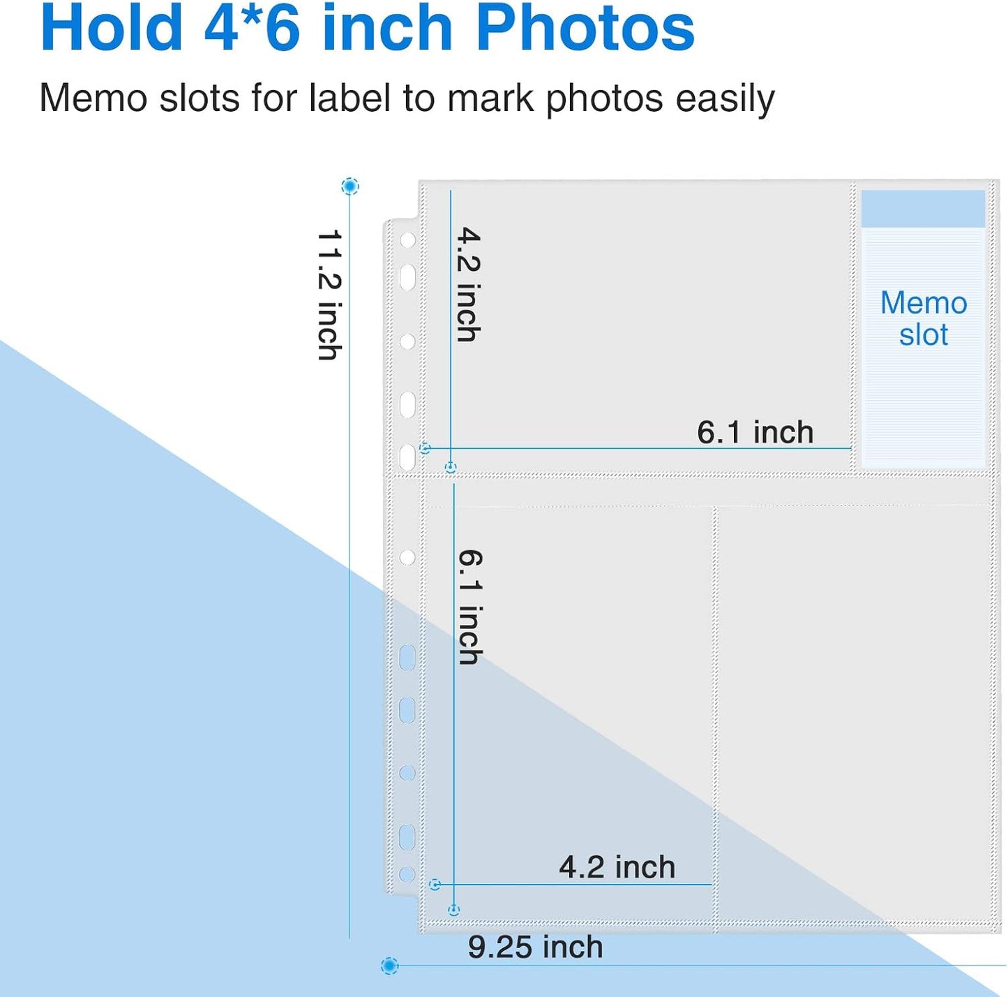 Sooez 30 Pack 4x6 Photo Sleeves for 3 Ring Binder (180 Pictures), Heavy Duty Plastic Album Refill Pages, Clear Archival Sheets 8.5x11