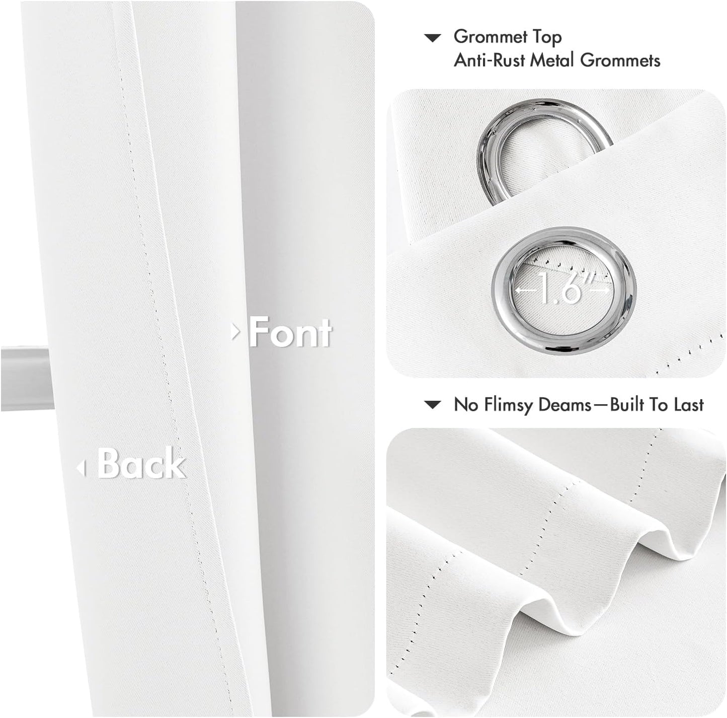 MIULEE Pure White Room Darkening Curtains - Grommet Top Bedroom Window Treatment Curtains Thermal Insulated Drapes for Living Room Kitchen Light Blocking Drapery, 40 x 45 Inches Long, 2 Panels