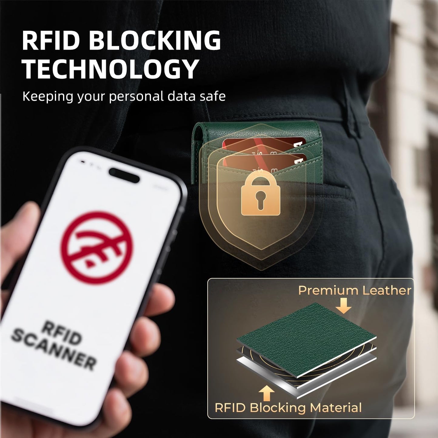 RUNBOX Wallet for Men Slim Rfid Leather 2 ID Window With Gift Box