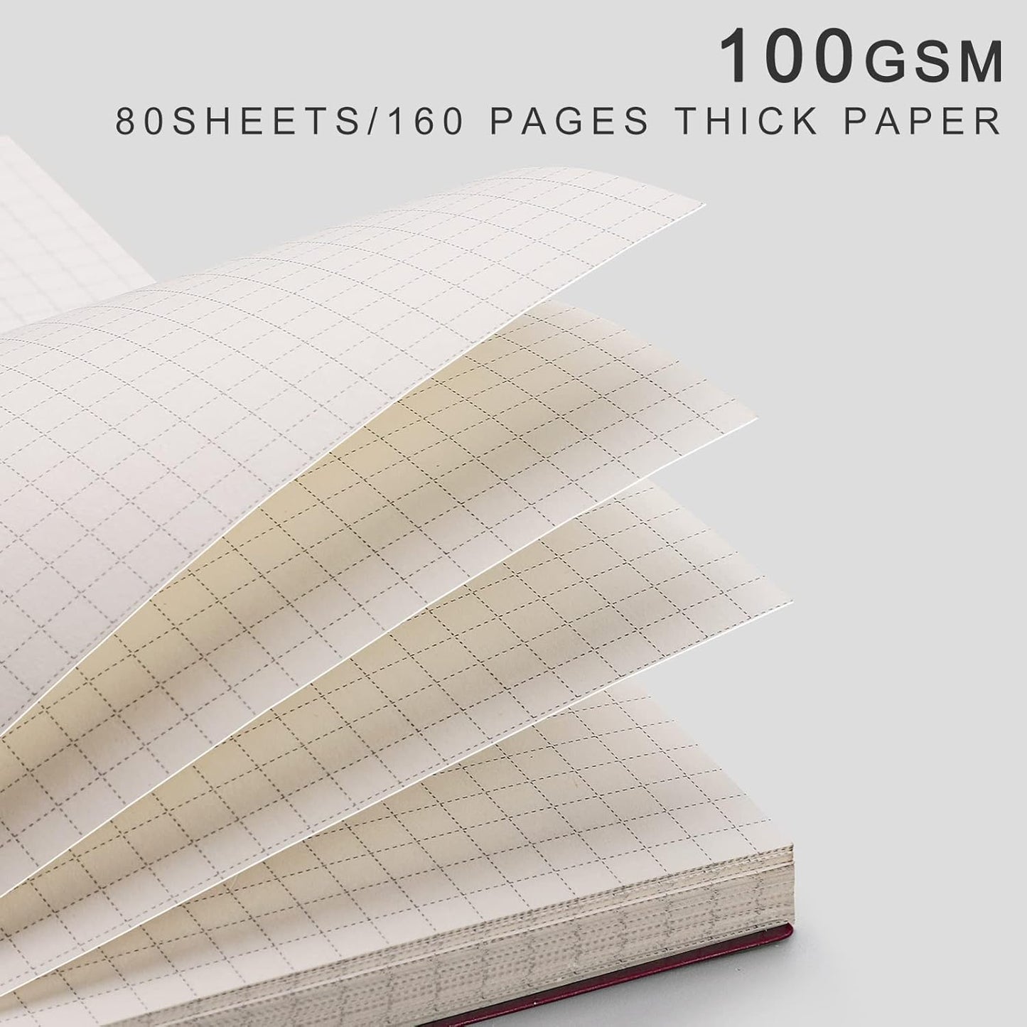 EMSHOI Graph Spiral Notebook 4 Pack, A5 Graph Paper Notebook/Journal, Waterproof PVC Cover, 100GSM Thick Paper, with Free Sticky Notes, 80 Sheets/160 Pages Per Book, 5.7" x 8.22", Coffee Blue