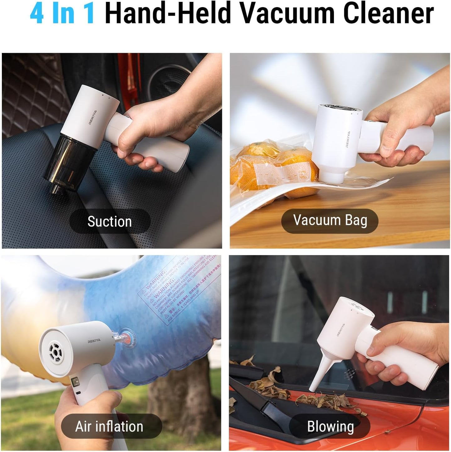 REIKIYA Portable Air Duster 150000RPM Super Power, 18000Pa Cordless Vacuum Cleaner Rechargeable Handheld Pump with LED Light, Adjustable Dust Blower for Computer Keyboard Car House Outdoor