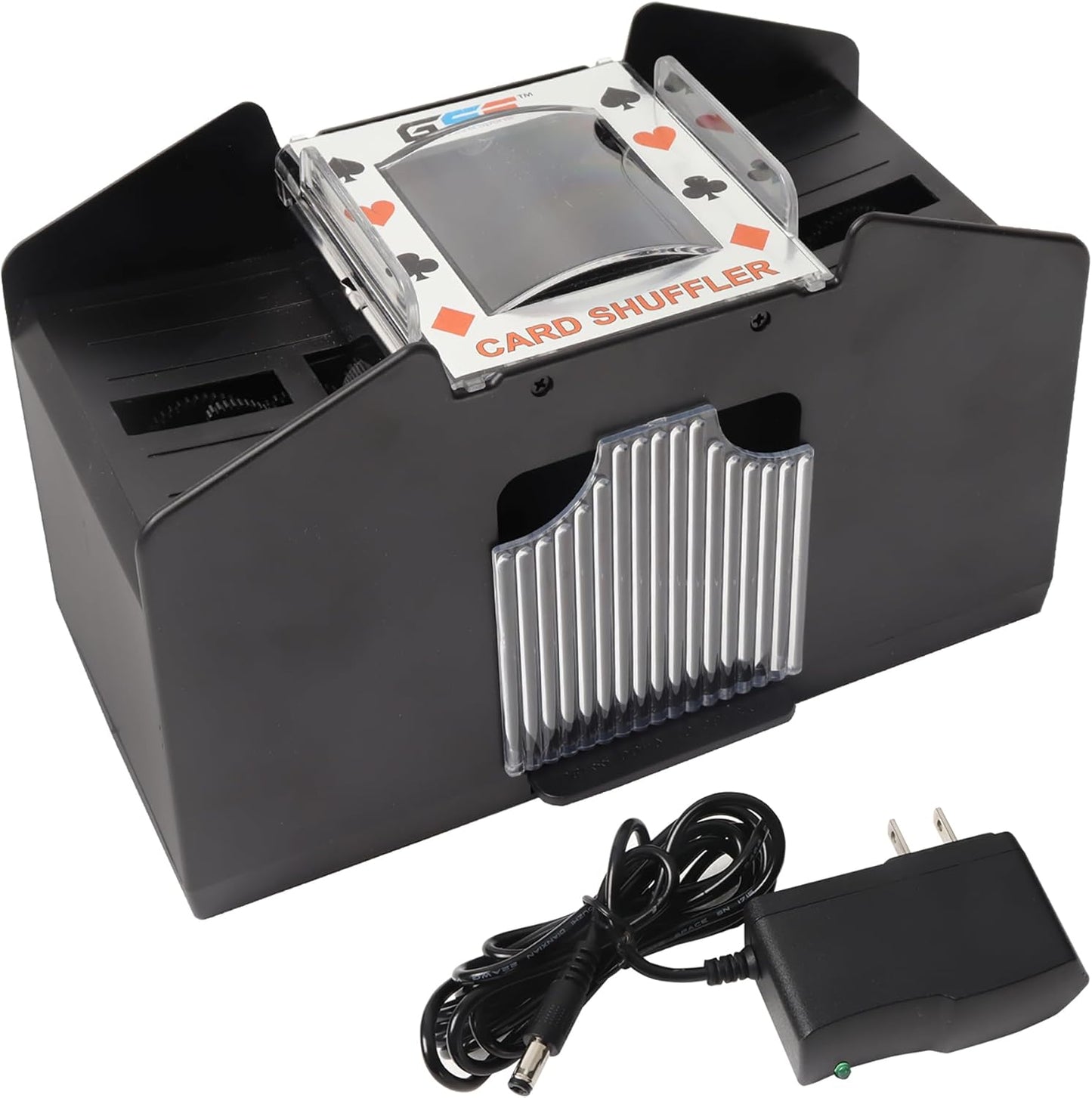 GSE Games & Sports Expert 4-Deck Automatic Card Shuffler, AC/DC-Power & Battery-Operated Shuffler Machines for Playing Cards, Blackjack, Texas Hold'em, Canasta, Bridge, Rummy, UNO