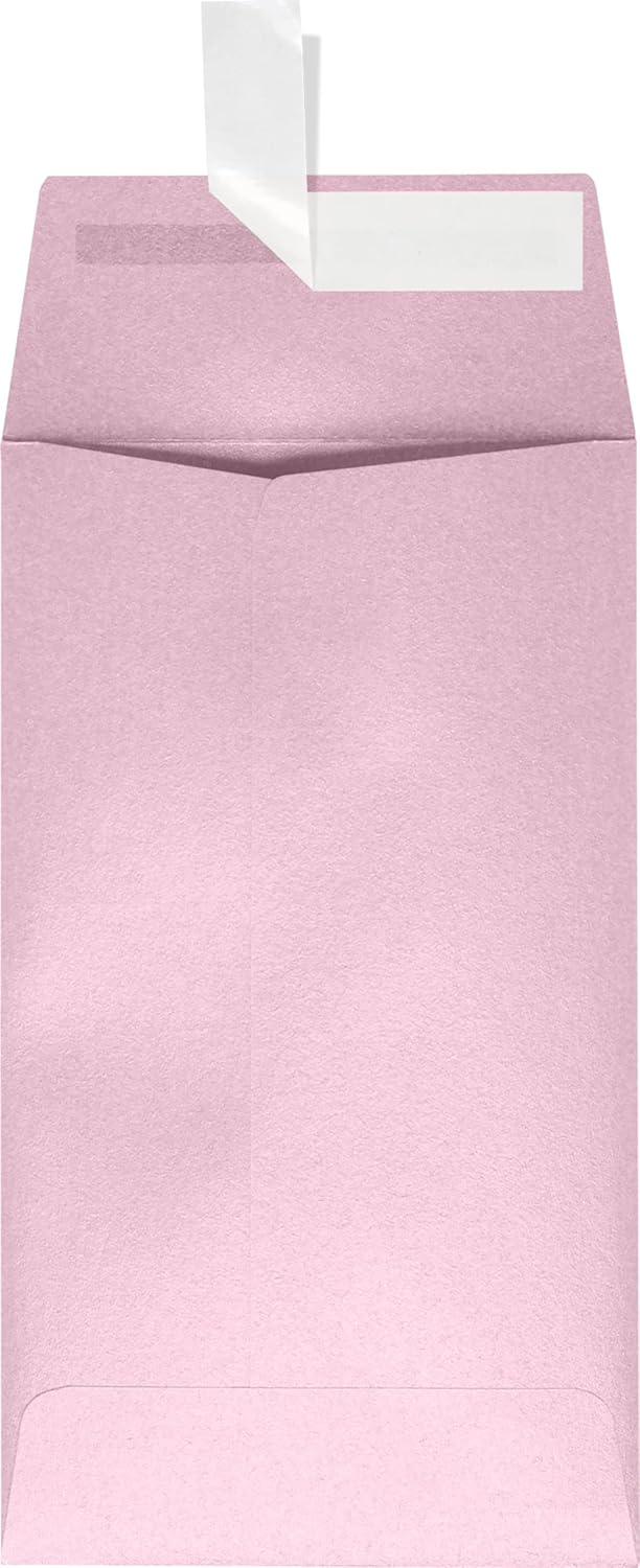 LUXPaper #5 1/2 Coin Envelopes | Peel & Press | 3 1/8" x 5 1/2" | Rose Quartz Metallic | 81lb. Text | 500 Qty