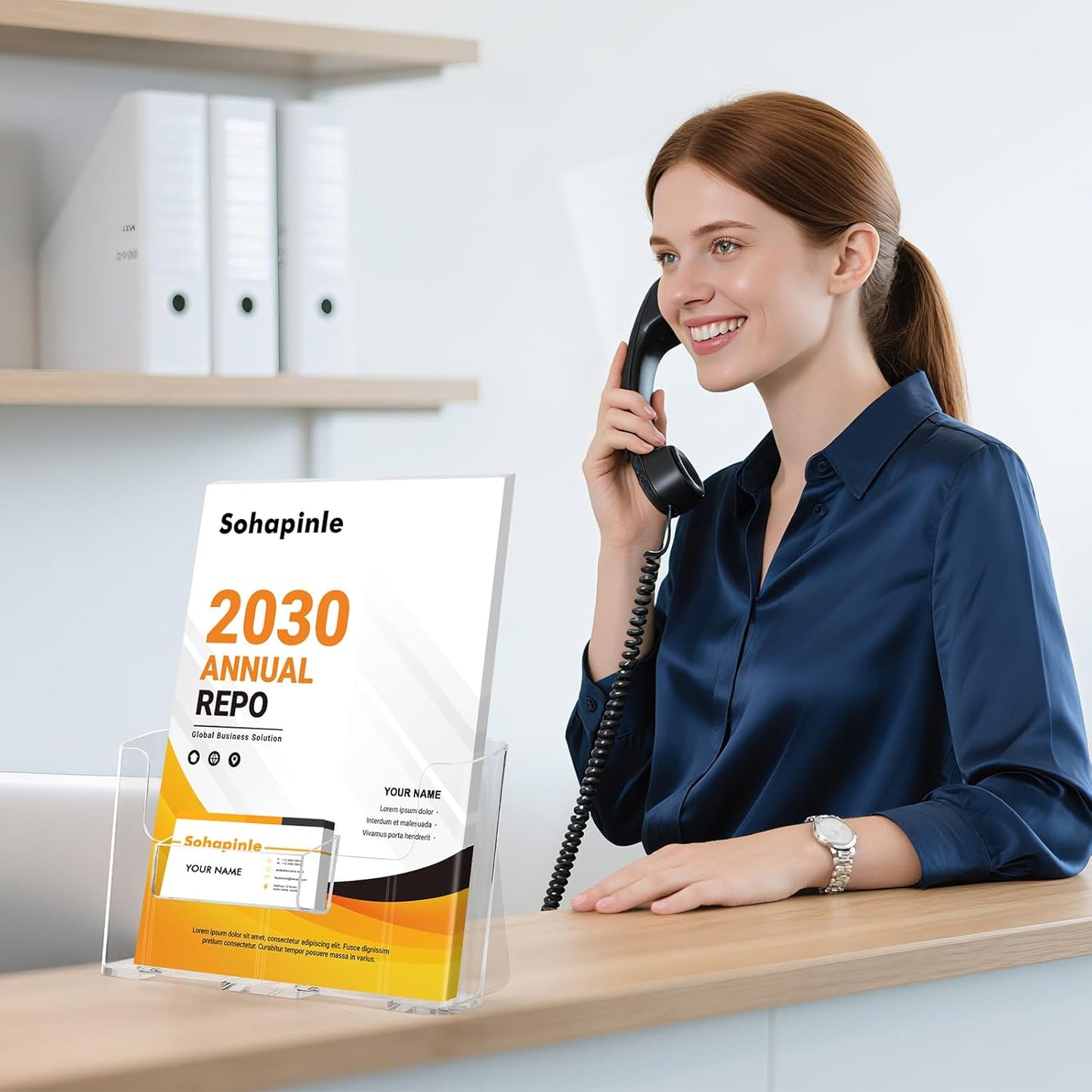 Acrylic Brochure Holder 8.5 x 11 inch 2 Pack Clear Literature Flyer Holders Plastic Rack Card Display Stand Thicker Countertop Organizer for Pamphlets Magazines Booklets Menus, Desk & Wall Mount