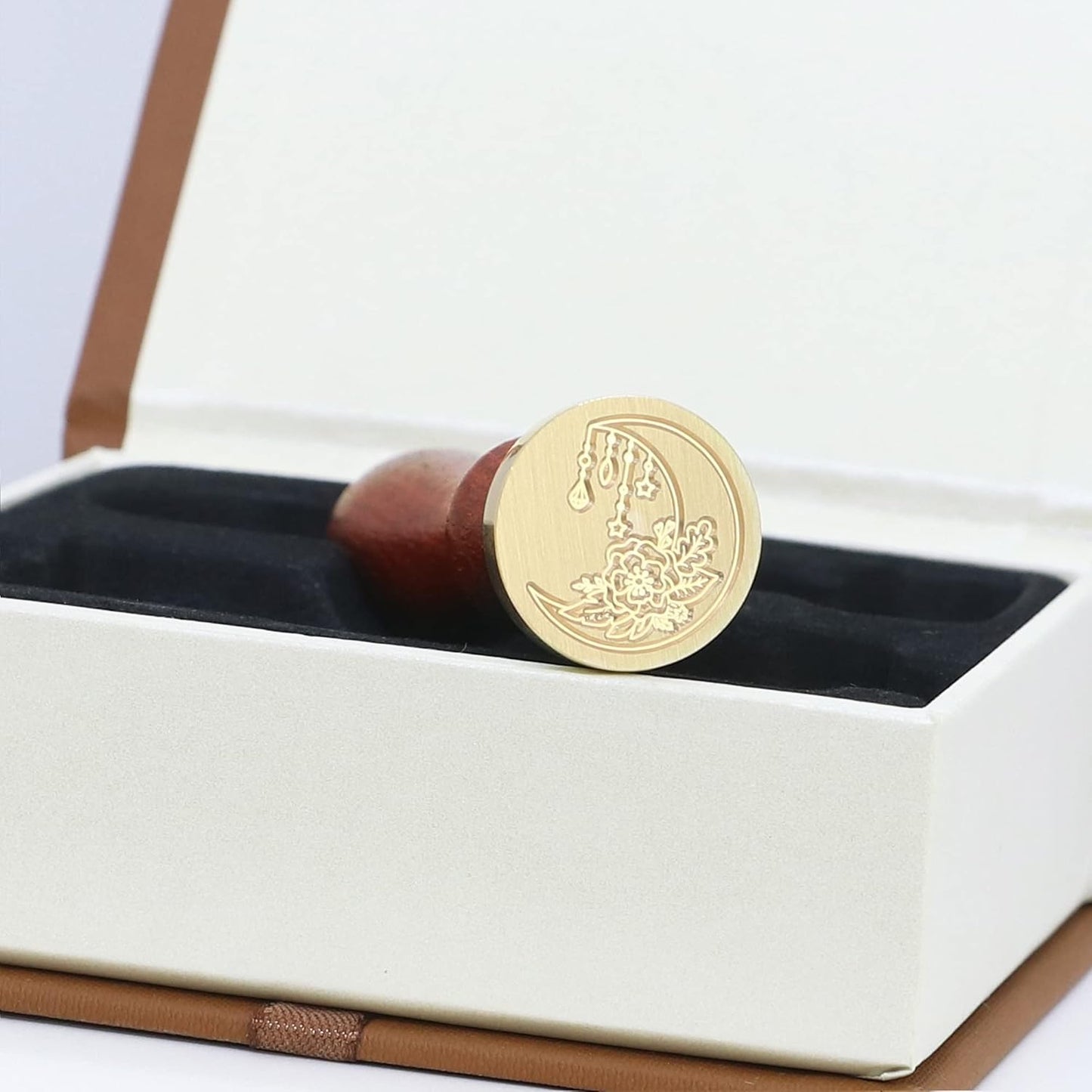 SWANGSA Wax Seal Stamp Set, Vintage 6 Pieces Moon Series Sealing Stamp Heads and 1 Wooden Handle Wax Seal Kit