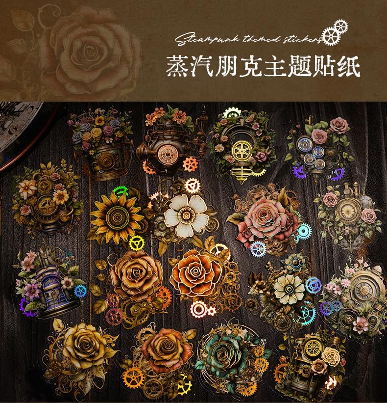 Alideco 120pcs Scrapbook Stickers Vintage Animal Floral Metal Scrapbooking Junk Journal Crafts Embelishment Decoration Diary Stickers (zhengqixiaozhen)