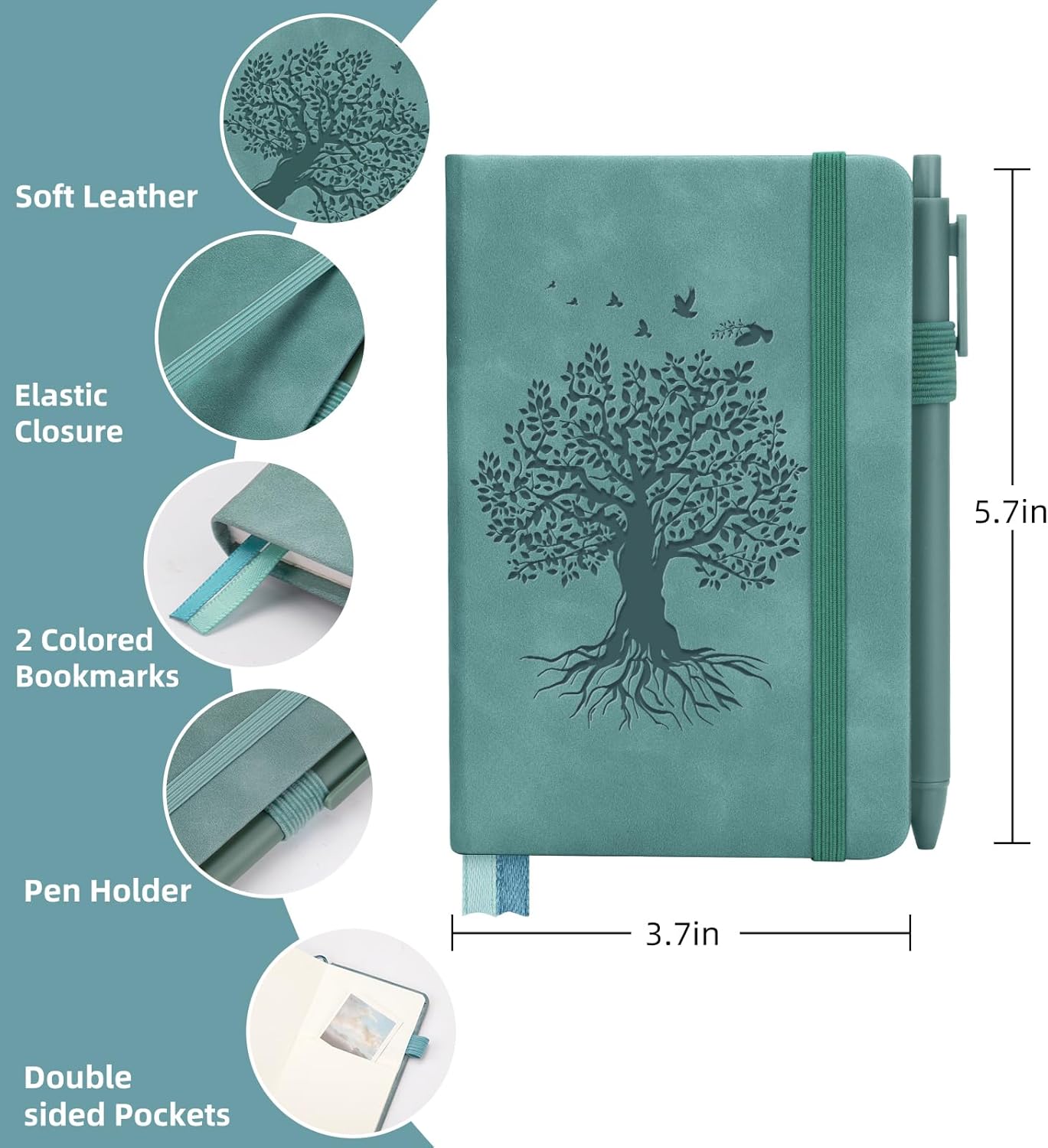 3 Pack Pocket Journaling Notebooks, A6 Small Notebook For Note Taking Journaling Notebooks Journals For Writing Mini Note Pads With Pen Holder 120 Pages 100 GSM Thick Paper-3 Aegean Blue