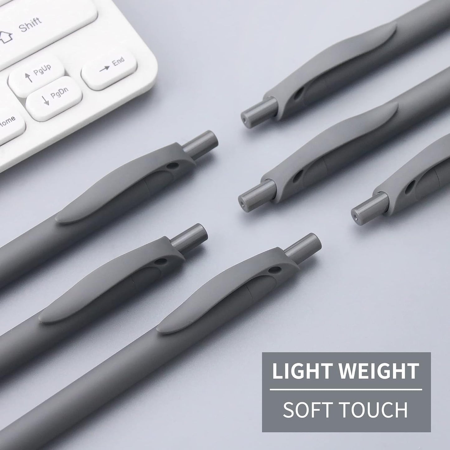 deegtran Pens Bulk, 50 Pack No Bleed Grey Barrel Click Pens, Wholesale Retractable Ballpoint Pens, Pen Medium Point, Smooth black Ink Pen, 1.0MM