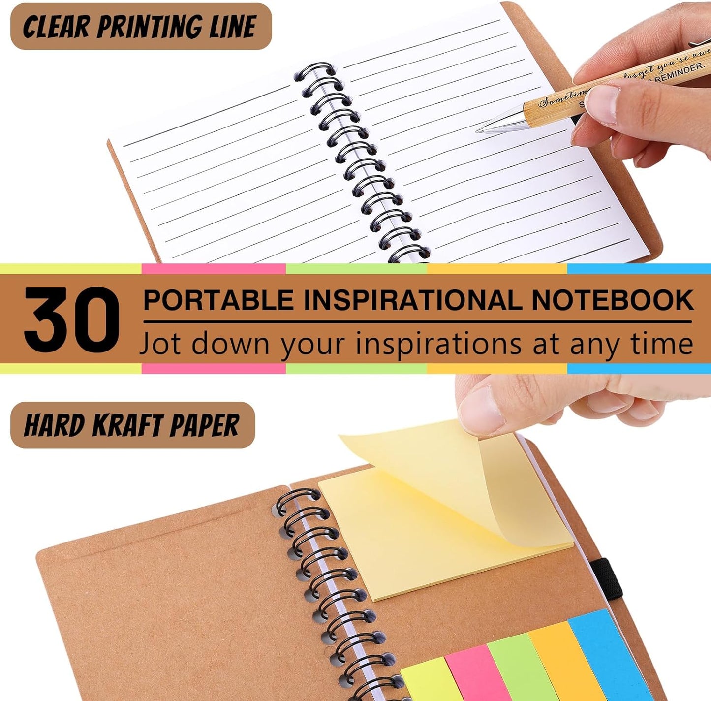 30 Sets Employee Appreciation Gifts Bulk Inspirational Spiral Notebooks with Sticky Notes Motivational Journals Ballpoint Pens Thank You Gifts for Teacher Nurse Coworker (30, Sometimes)