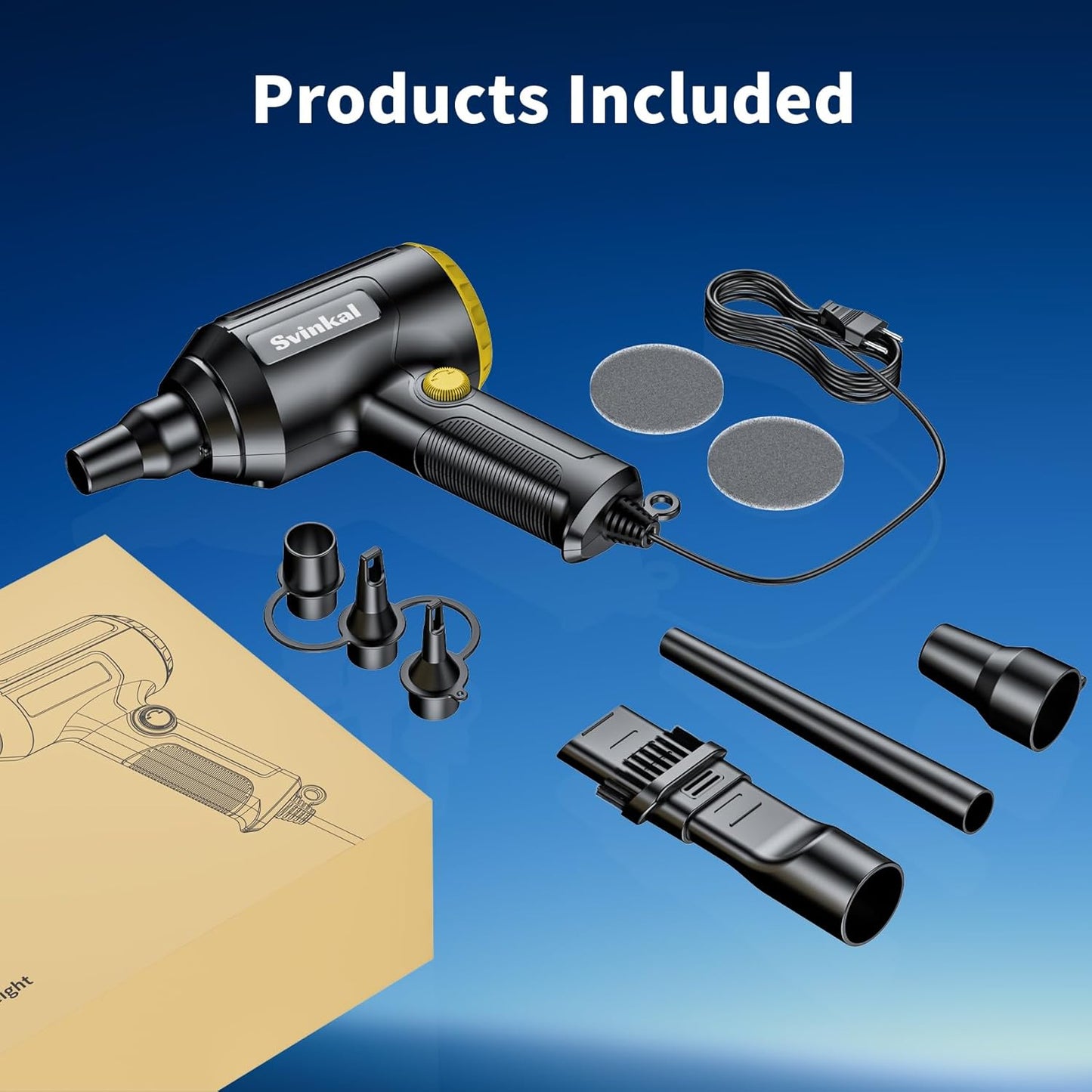 Electric Air Duster, 500W High Power with 40000RPM, Stepless Speed, 6oz Blowing Power, Ideal Canned Air Replacement for Cleaning Keyboards, Electronics, PC, and More (Blue)