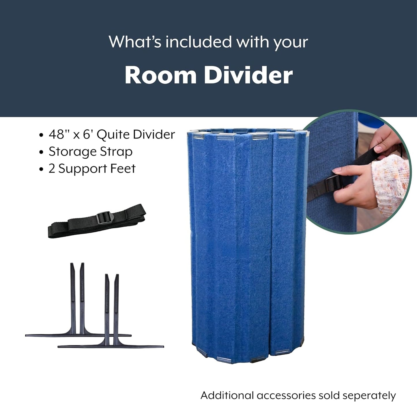 Children’s Factory 48" x 6' Quiet Divider With Sound Dampening Panels, Freestanding Room Divider Wall, Blueberry