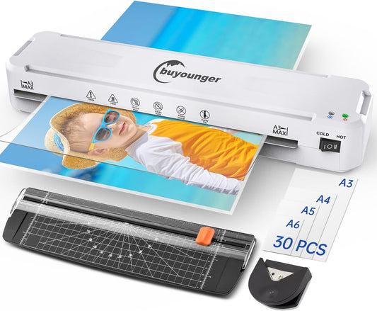 Laminator Machine, A3 Laminator Machine with 30 Laminating Sheets, 13 Inch Laminating Machine with Fast Warm-up for A3/A4/A5/A6, Thermal and Cold 11X17 for Home School Office
