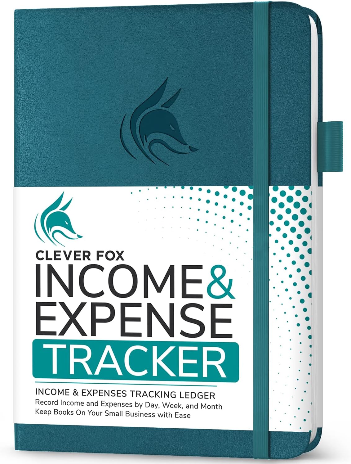 Clever Fox Income & Expense Tracker – Accounting & Bookkeeping Ledger Book for Small Business – 1-Year Record Notebook, A5 (Dark Teal)