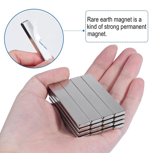 LOVIMAG Strong Neodymium Bar Magnets with Double-Sided Adhesive, Rare Earth Metal Neodymium Magnet for Fridge, Scientific, Shower Door, Office Etc, 60 x 10 x 3 mm, Pack of 16