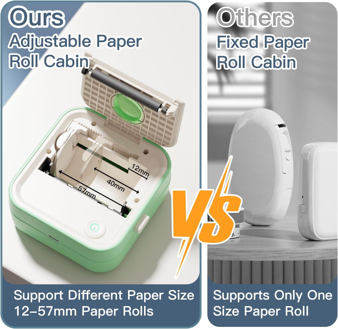 Label Maker Machine, HD Mini Sticker Printer with 7 Rolls Paper, Portable Thermal Print Pod Supports 12-57mm Papers,Bluetooth Pocket Printer for Home,Kitchen,School (Green)