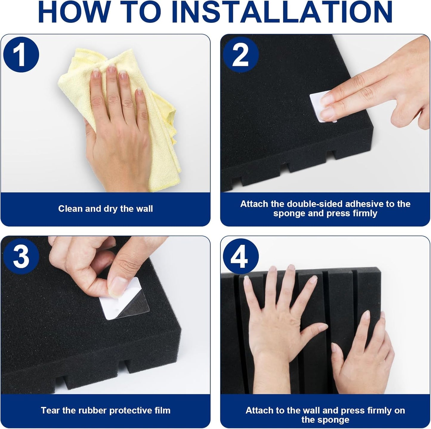 2 Pack Acoustic Foam Panels, 2" X 24" X 48" Wedge Soundproof Studio Foam for Walls,Sound Absorbing Panels, Sound Insulation for Studio, High Density Fireproof Studio Wedges (Black, 2 Pack)