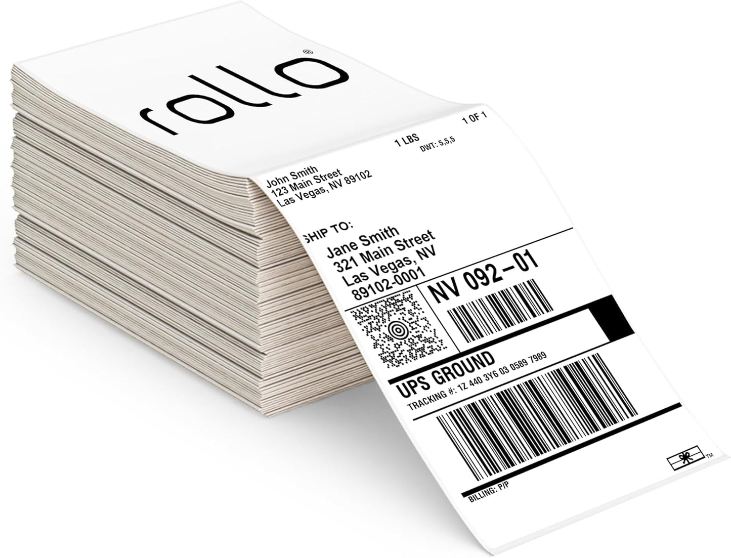 Rollo Direct Thermal Shipping Labels - Pack of 500 4x6 Thermal Labels Fanfold - Perforated and Strong Adhesive (Commercial Grade)