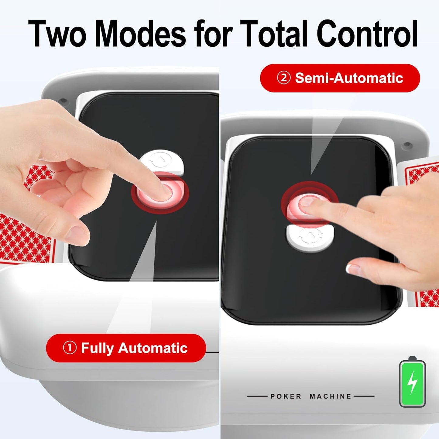 Automatic Card Shuffler Machine with 2 Decks - One-Press AUTO & Manual Mode | Rechargeable Low Noise Electric Poker Card Shuffler for 1-2 Decks | Portable UNO Shuffler, Blackjack, Skip-Bo