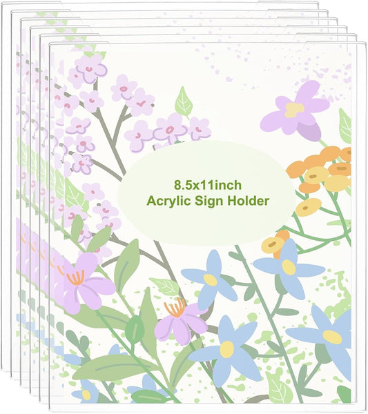 PATIKIL Acrylic Sign Holder, 12 Pack 8.5x11 Wall Sign Paper Holder Clear Picture Frame with Double Side Adhesive Tape for Office Restaurant Memo Menu Guide, Horizontal