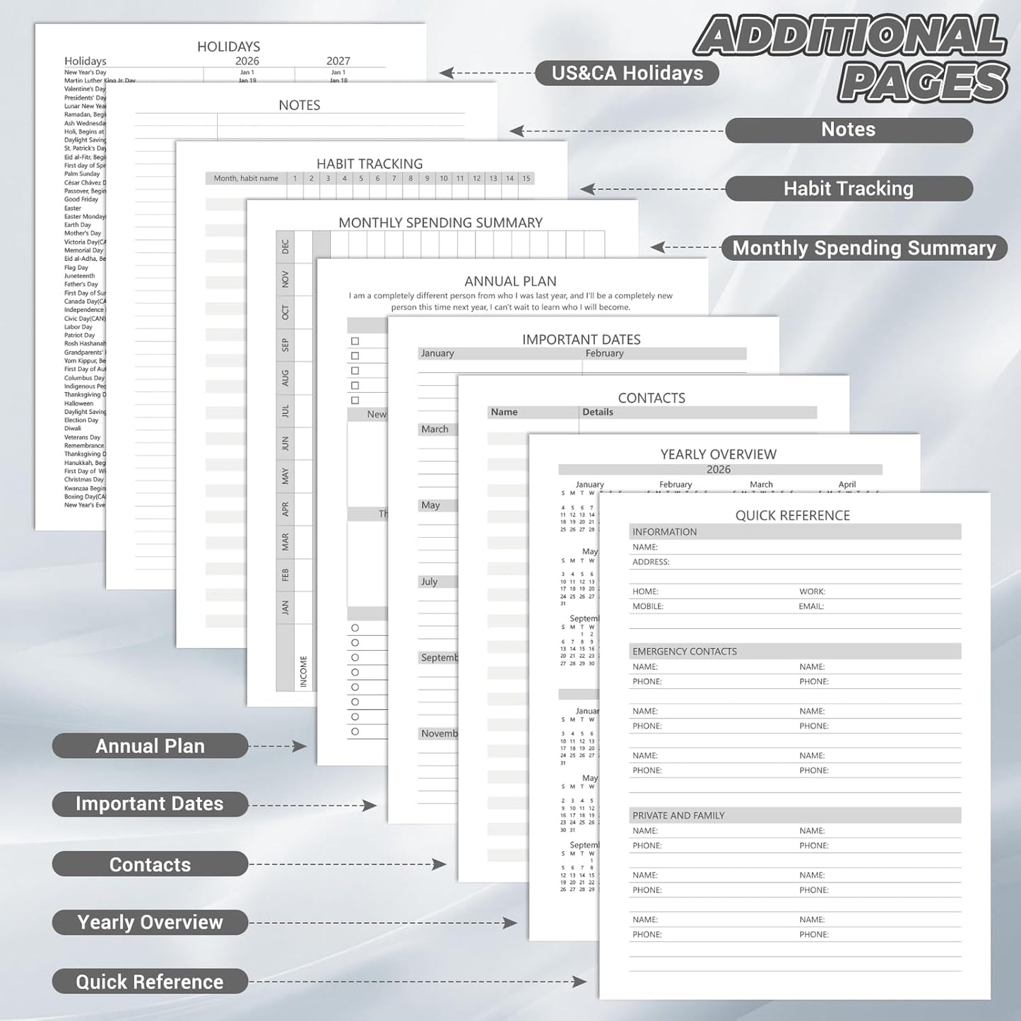Academic Planner 2026 (8.5" x 11") - Weekly & Monthly Planner (Jan. 2026 - Dec. 2026), Column View Calendar Organizers, Hardcover Agenda Book with Tabs for Office & School, Black
