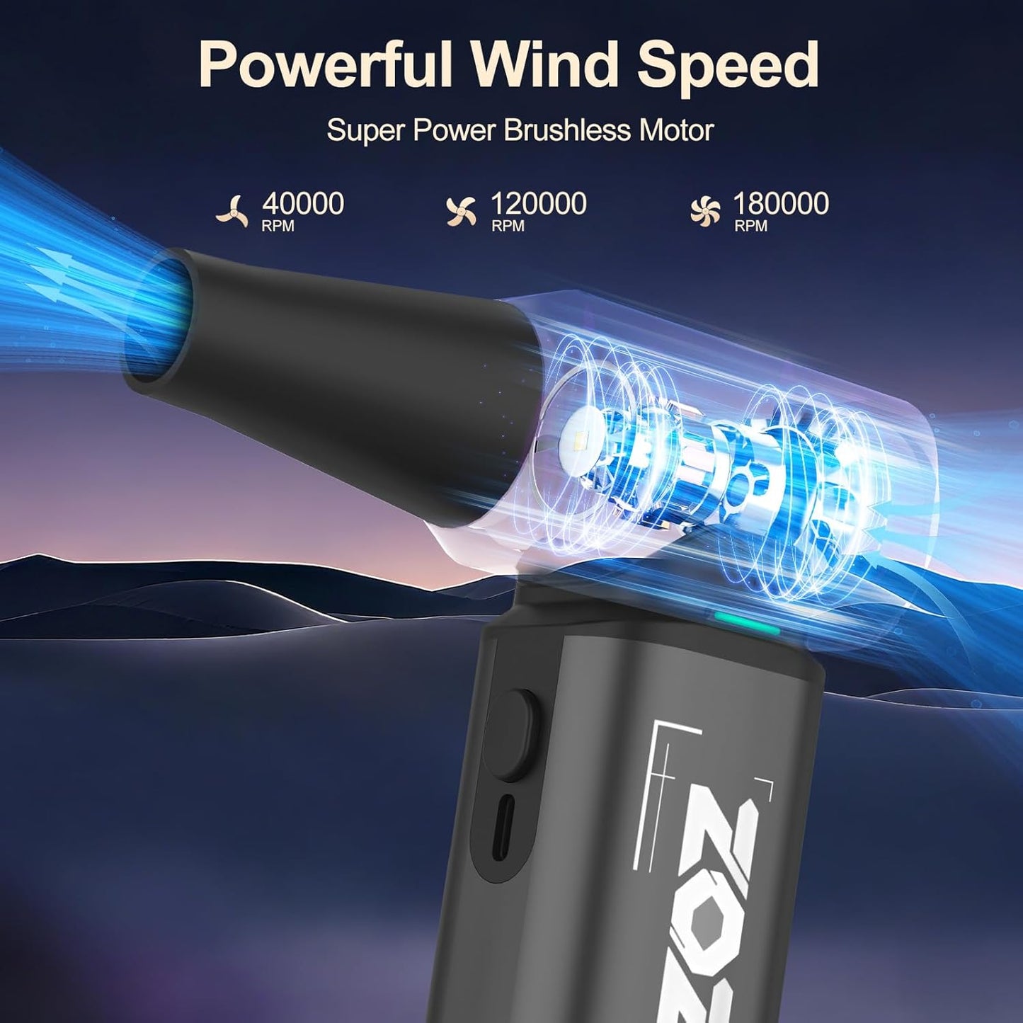 Compressed Air Duster, 180000PRM Electric Air Duster with Stepless Speed Regulation, USB Rechargeable Cordless Portable Air Blower for Home, Car, Computer, and Keyboard Cleaning