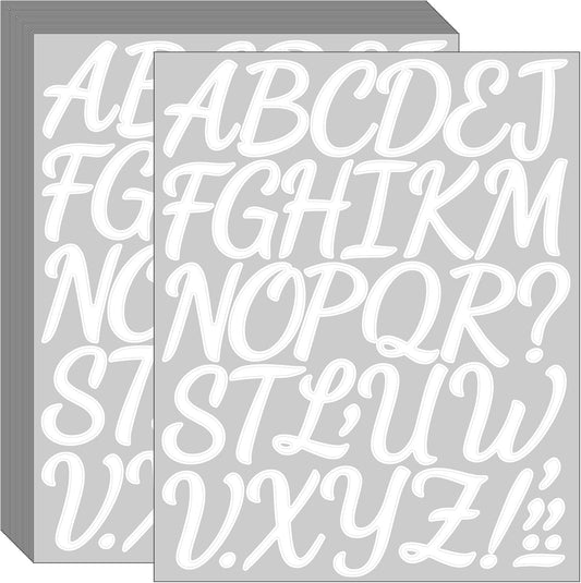 Bemeol 864 Pieces Letter Stickers 24 Sheets 2 Inch Alphabet Letter Stickers Self Adhesive Sticker Letters for Bulletin Board Classroom Mailbox Door Home Decor(White)