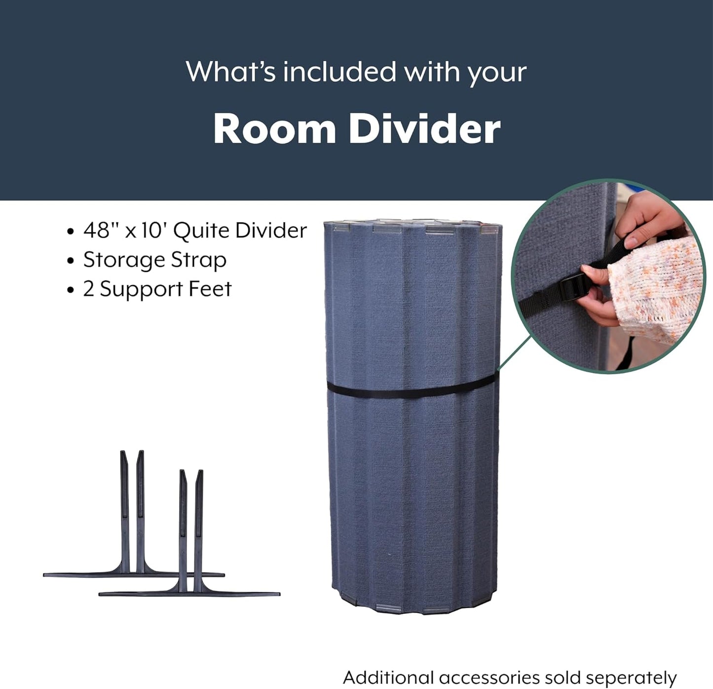 Children’s Factory 48" x 10' Quiet Divider With Sound Dampening Panels, Freestanding Room Divider Wall, Slate Blue (pack of 1)