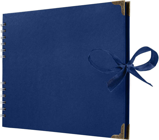 Bstorify Square Scrapbook Photo Albums 50 Pages (11 x 8.5 Inch) Blue Thick Paper, Hardcover, Ribbon Closure - Ideal for Your Scrapbooking Albums, Art & Craft Projects (Blue, 11 x 8.5 Inch)