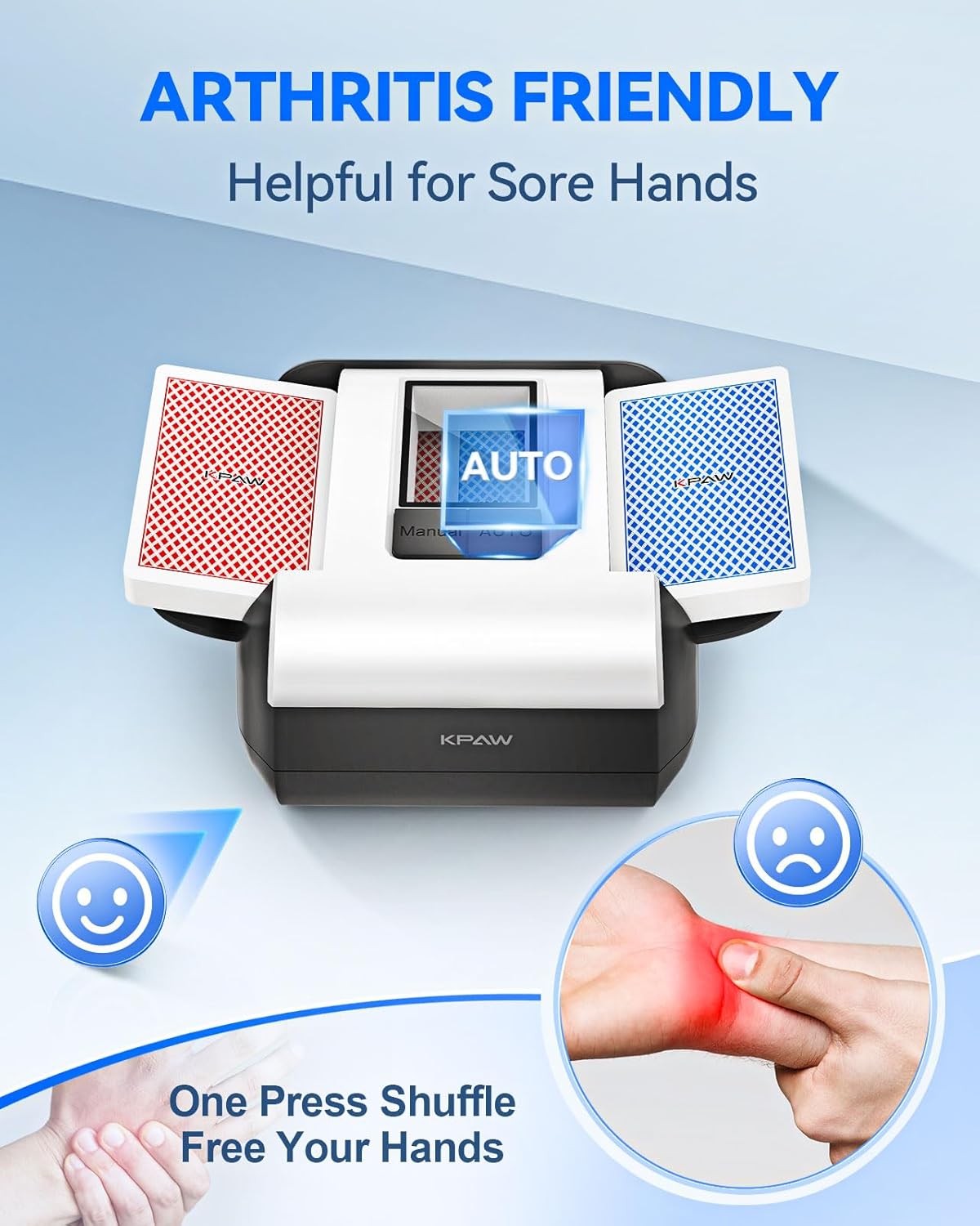 Automatic Card Shuffler Machine - 1-2 Decks Low Noise Shuffler, Rechargeable & Portable, One Press Shuffling, Automatic Card Shuffler for Texas Hold'em, Skip-Bo, Poker, UNO, Phase 10