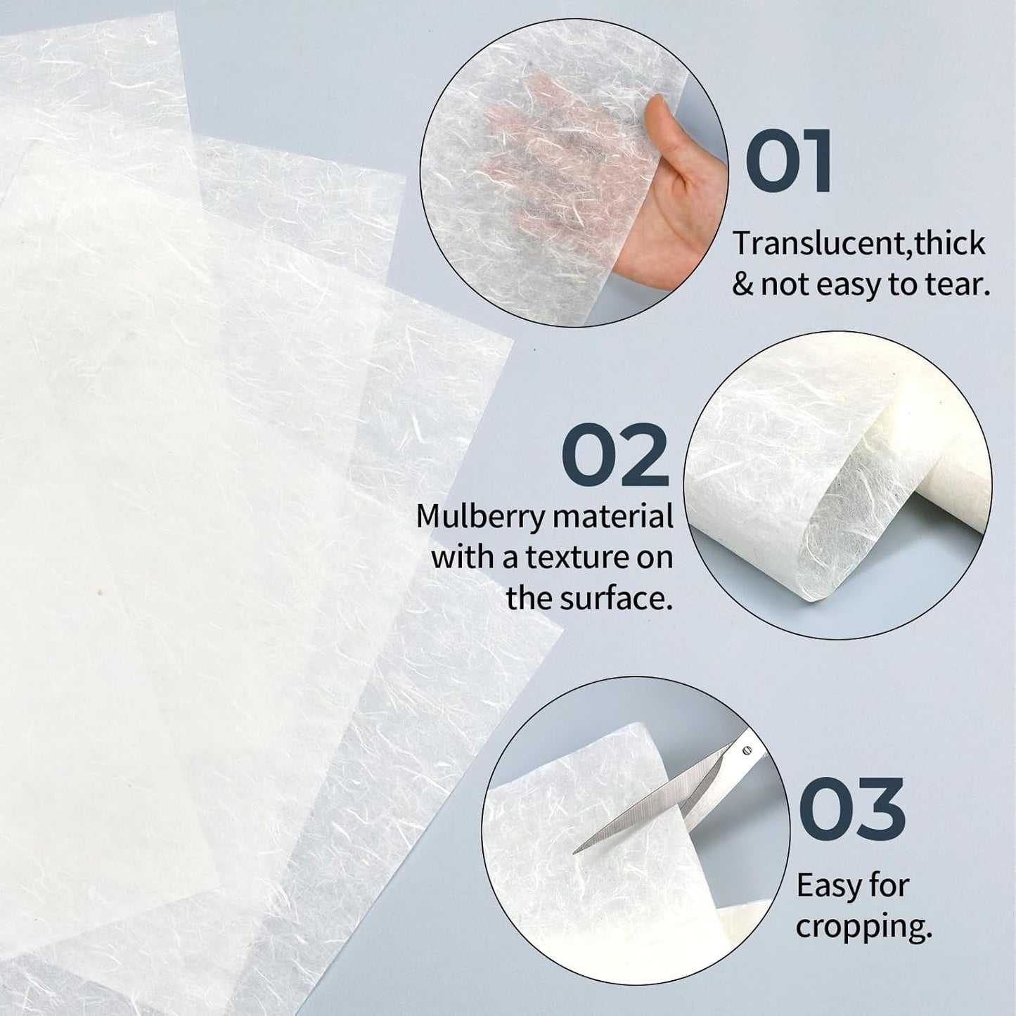 100 Sheets FIVEIZERO A4 Mulberry Paper Sheets Natural Fiber Rice Paper,8.3 x 11.7in Natural Decoupage Tissue Papers for Writing Painting, Decorative Papers, Card MakingPapers DIY Craft